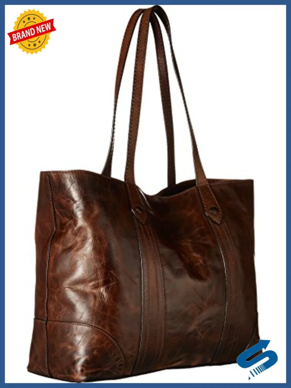 Stylish Large Leather Tote Bag with Adjustable Strap & Pockets